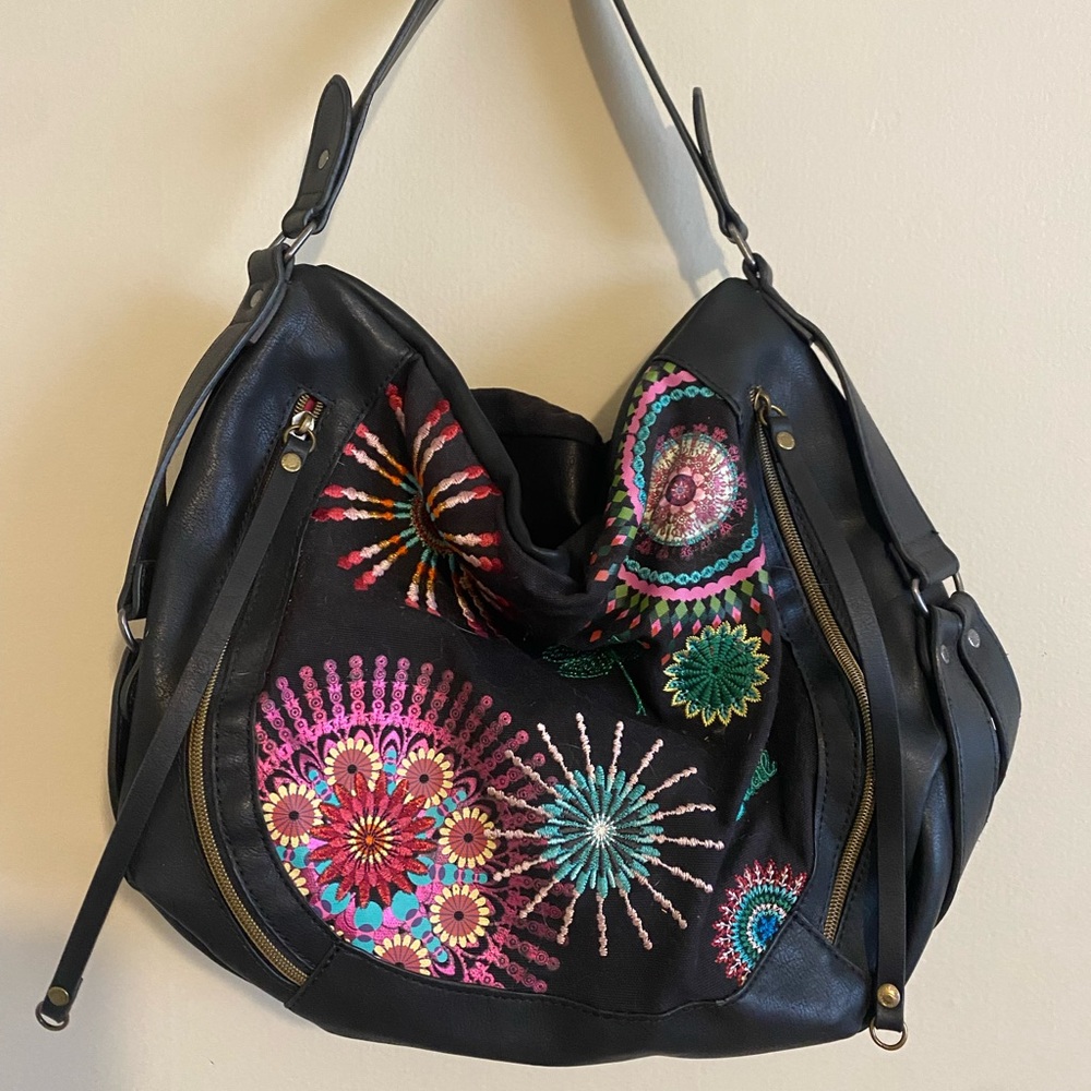 Desigual Floral Saddlebag Purse